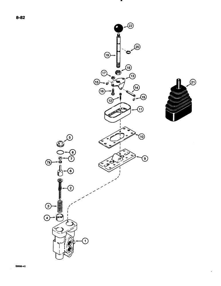 Схема запчастей Case 621 - (8-82) - AUXILIARY REMOTE CONTROL VALVE, L123917 (08) - HYDRAULICS