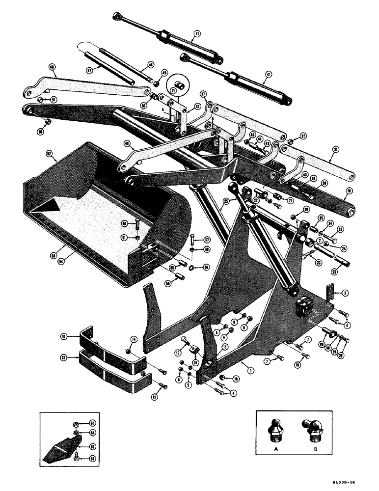 Схема запчастей Case 420B - (090) - TERRALOADR FRAME, LIFT ARM, BUCKET, AND CYLINDERS (07) - HYDRAULIC SYSTEM
