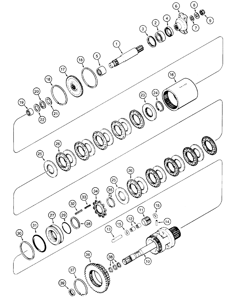 Схема запчастей Case 1150H - (06-05) - TRANSMISSION - INPUT SHAFT AND PLANETARY (06) - POWER TRAIN