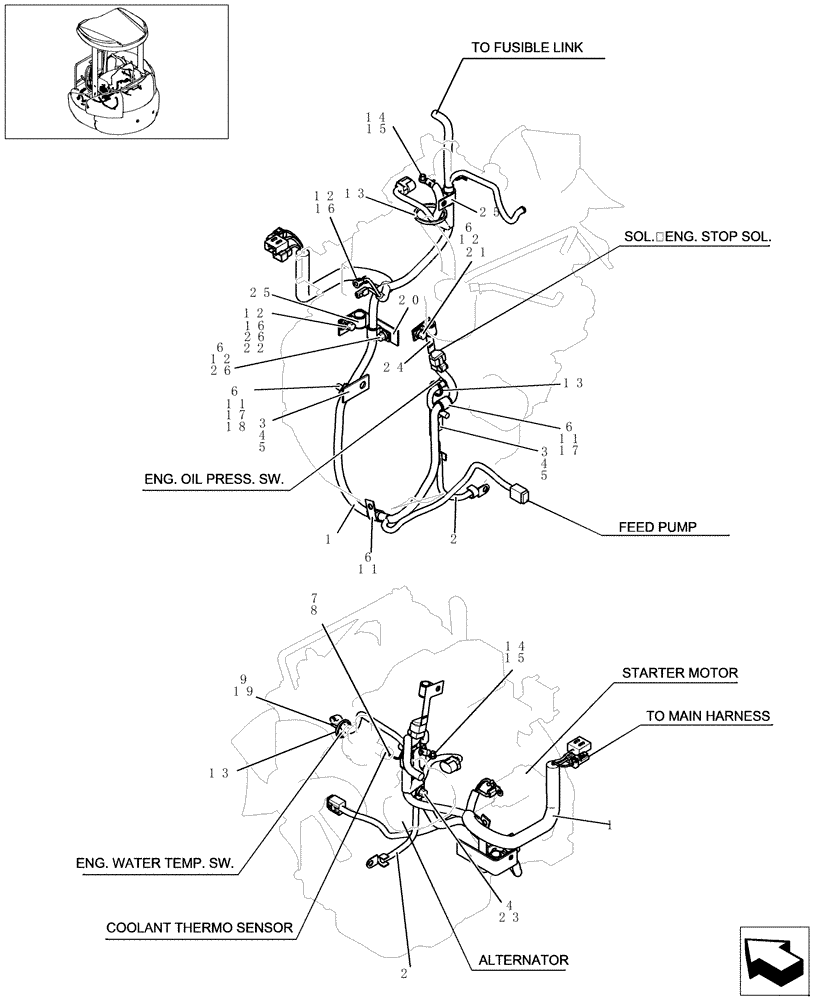 Схема запчастей Case CX27B - (325-01[1]) - ELECTRIC SYSTEM - ENGINE HARNESS (55) - ELECTRICAL SYSTEMS