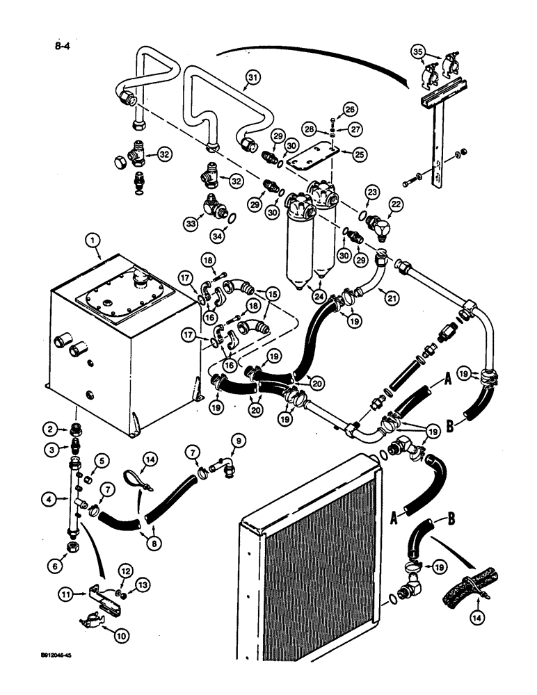 Схема запчастей Case 1187C - (8-04) - HYDRAULIC OIL FILTER AND COOLER LINES (08) - HYDRAULICS