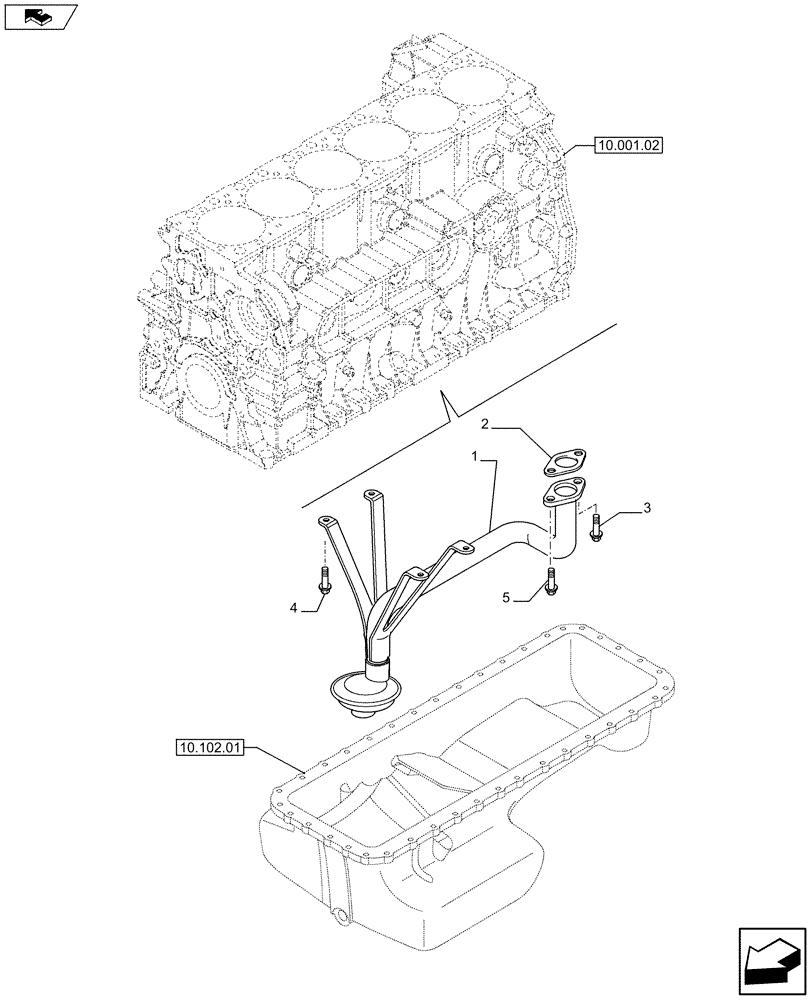 Схема запчастей Case F2CFA614C E019 - (10.304.05) - OIL PUMP PIPING (504385438) (10) - ENGINE