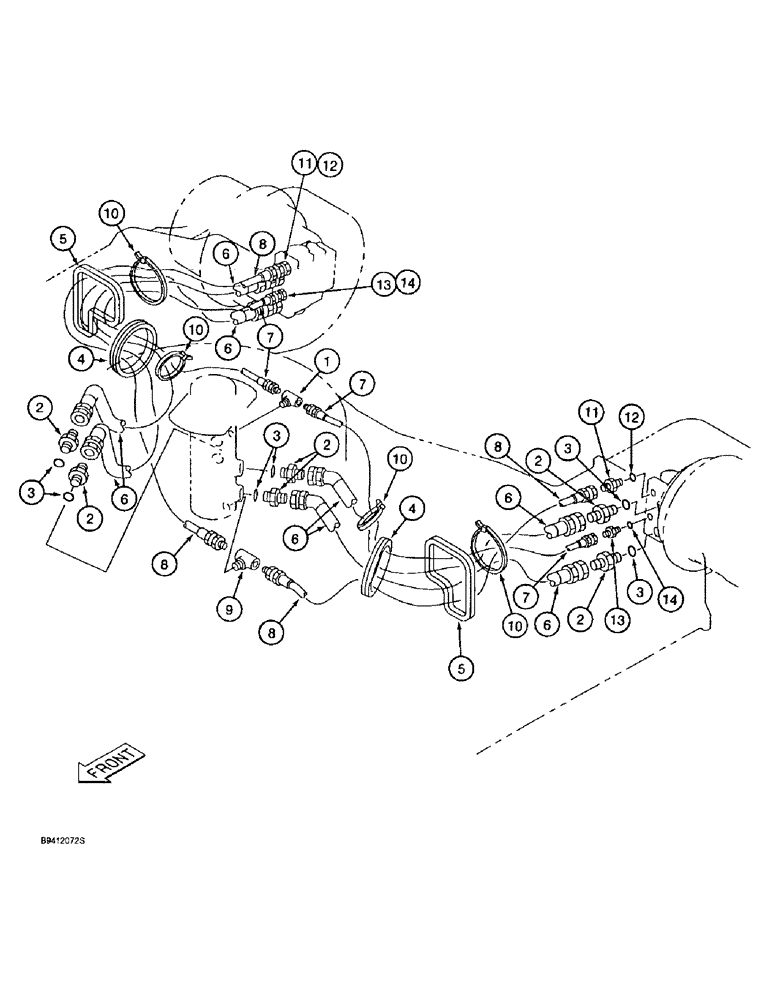 Схема запчастей Case 9020B - (6-012) - TRACK DRIVE HYDRAULIC CIRCUIT, SWIVEL TO TRACK DRIVE MOTORS (06) - POWER TRAIN