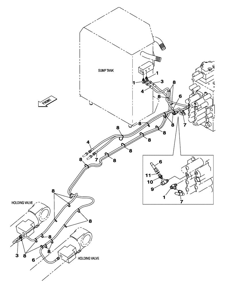 Схема запчастей Case CX300C - (08-016-00[01]) - HYDRAULIC CIRCUIT - BOOM CYLINDER - WITH SAFETY VALVE (08) - HYDRAULICS