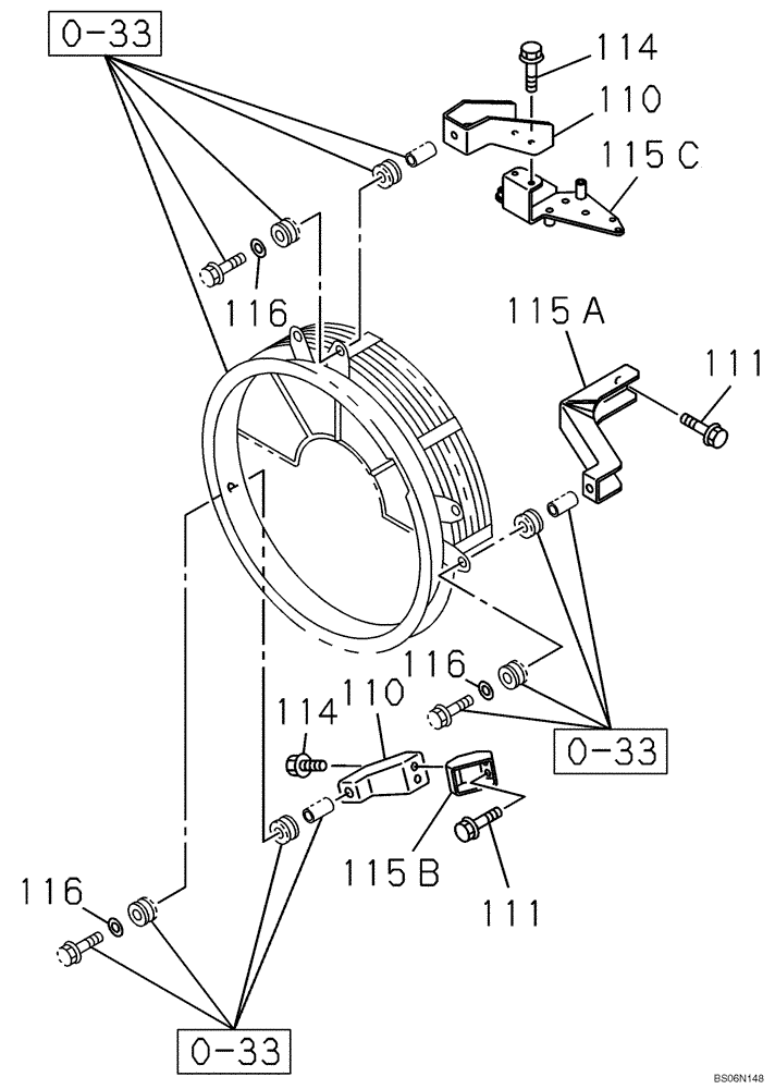 Схема запчастей Case CX290B - (02-35) - BRACKET - FAN GUARD (02) - ENGINE