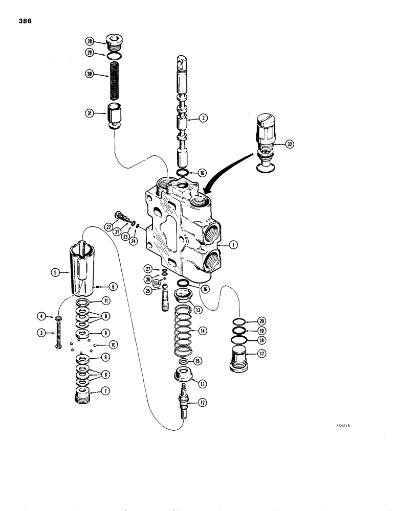 Схема запчастей Case 1150B - (386) - R30153 DOZER LIFT SECTION (07) - HYDRAULIC SYSTEM