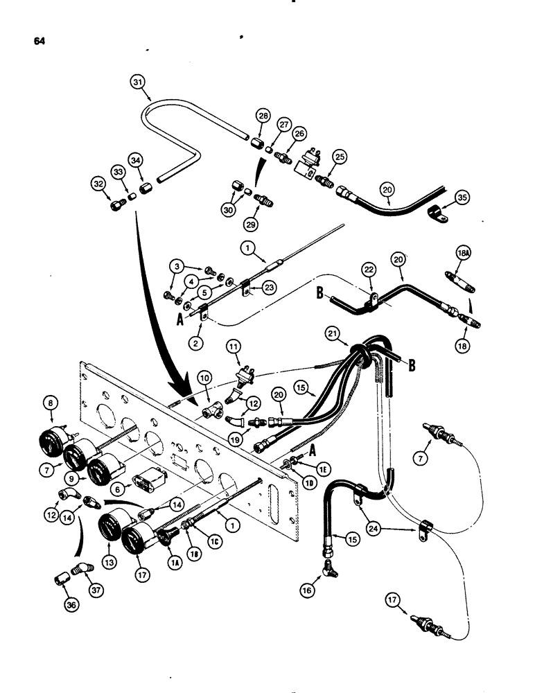 Схема запчастей Case 450B - (064) - INSTRUMENT AND FUEL SHUTOFF (06) - ELECTRICAL SYSTEMS