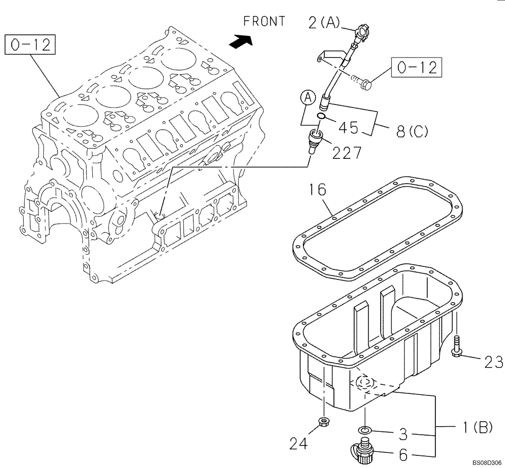 Схема запчастей Case CX80 - (02-10) - OIL PAN (02) - ENGINE