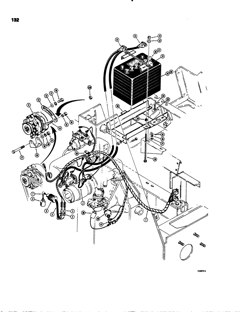 Схема запчастей Case 1845S - (132) - ELECTRICAL SYSTEM, REAR HARNESS, BATTERY AND PRESTOLITE ALTERNATOR (55) - ELECTRICAL SYSTEMS