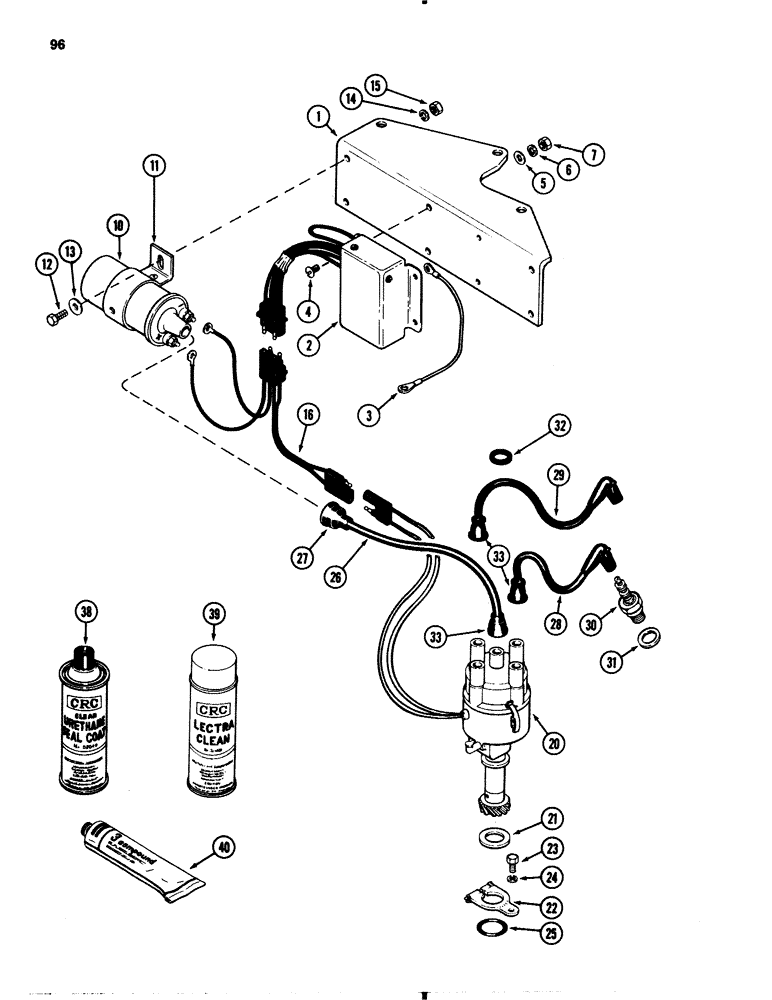 Схема запчастей Case 1845B - (096) - INDUCTION DISCHARGE SYSTEM, 159 SPARK IGNITION ENGINE (04) - ELECTRICAL SYSTEMS