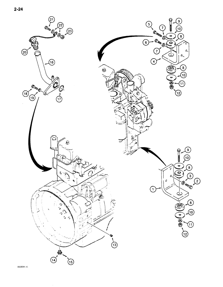 Схема запчастей Case 680K - (2-24) - ENGINE MOUNTING (02) - ENGINE