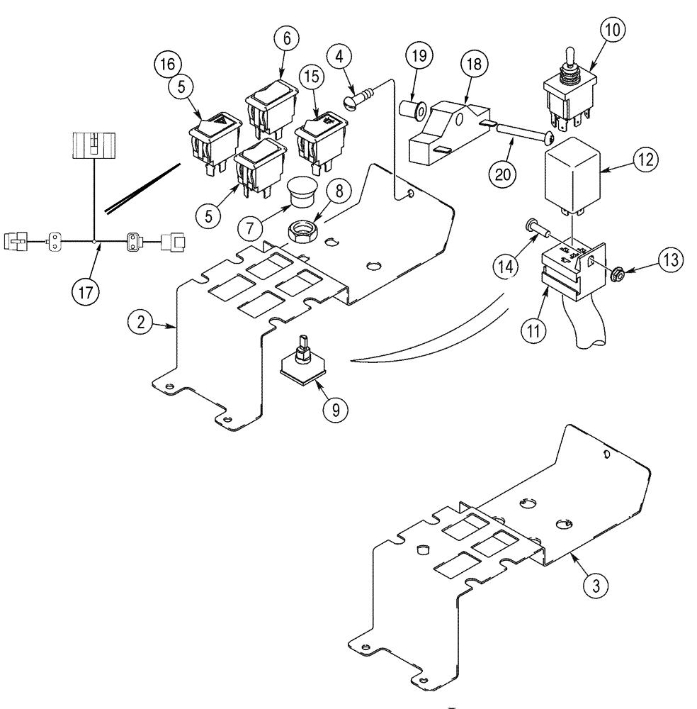 Схема запчастей Case 75XT - (04-12) - SWITCH MOUNTING - CHASSIS OPTIONS (04) - ELECTRICAL SYSTEMS