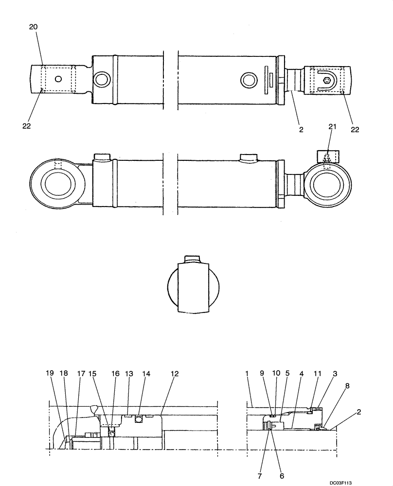Схема запчастей Case CX14 - (08-54[00]) - CYLINDER, SWING (08) - HYDRAULICS