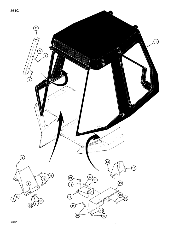 Схема запчастей Case 680H - (361C) - HEATING AND AIR CONDITIONING LINE COVERS (09) - CHASSIS/ATTACHMENTS