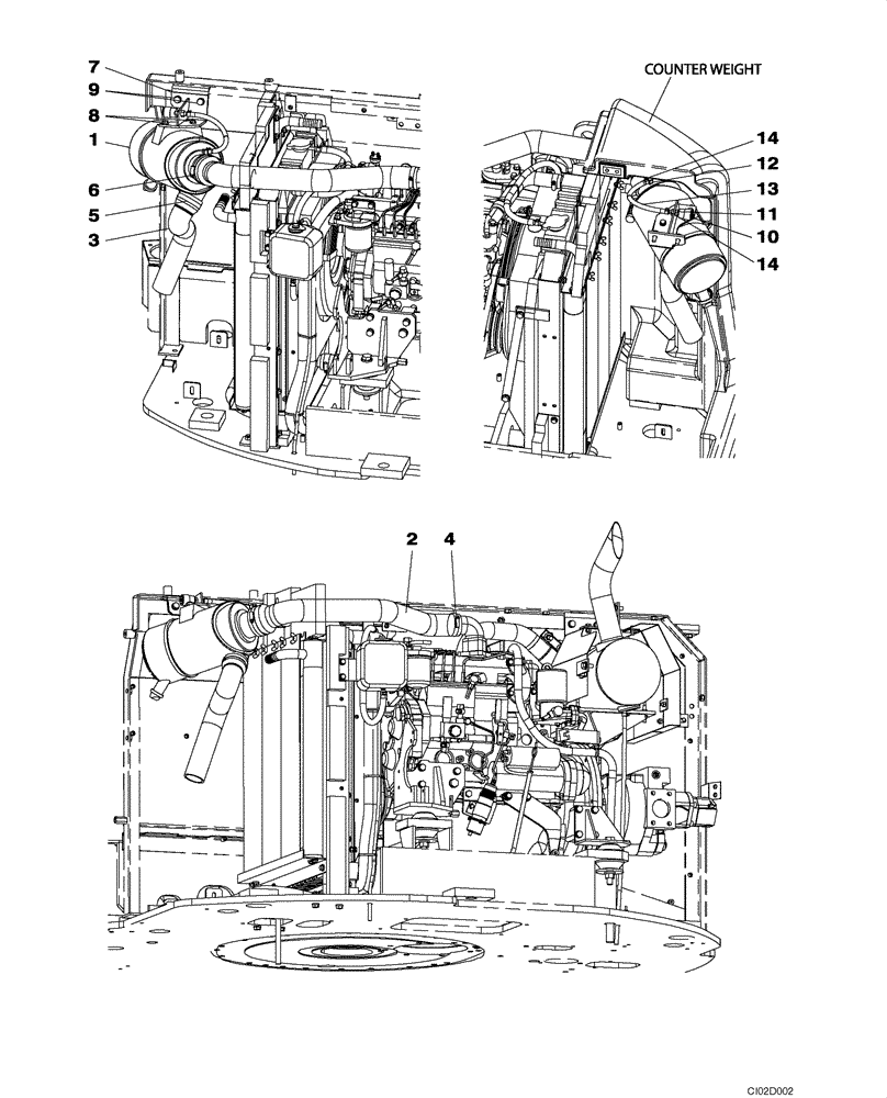 Схема запчастей Case CX75SR - (02-02) - AIR CLEANER (02) - ENGINE