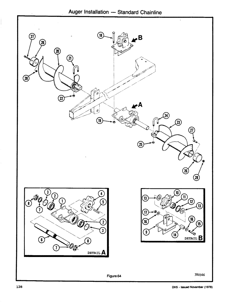 Схема запчастей Case DH5 - (128) - AUGER INSTALLATION - STANDARD CHAINLINE (89) - TOOLS