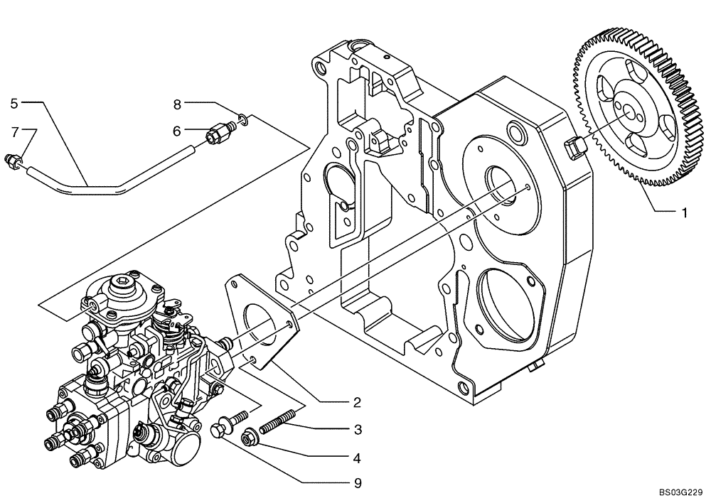 Схема запчастей Case 621D - (03-07) - FUEL INJECTION SYSTEM - PUMP MOUNTING (03) - FUEL SYSTEM