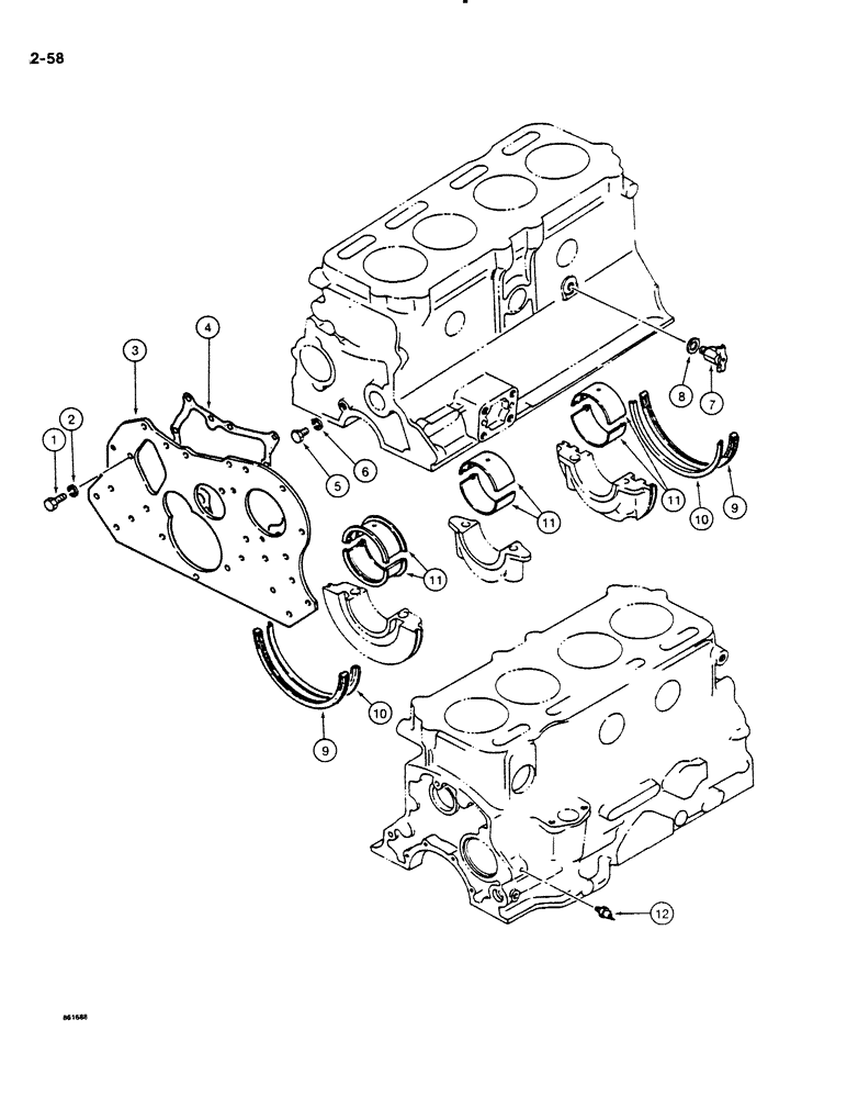 Схема запчастей Case DH4B - (2-58) - MAIN BEARINGS, SEALS, AND GASKETS (02) - ENGINE