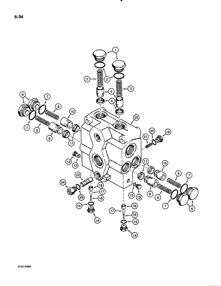 Схема запчастей Case 621 - (5-34) - AUXILIARY STEERING VALVE, L123919, PRIOR TO P.I.N. JAK0020901 (05) - STEERING