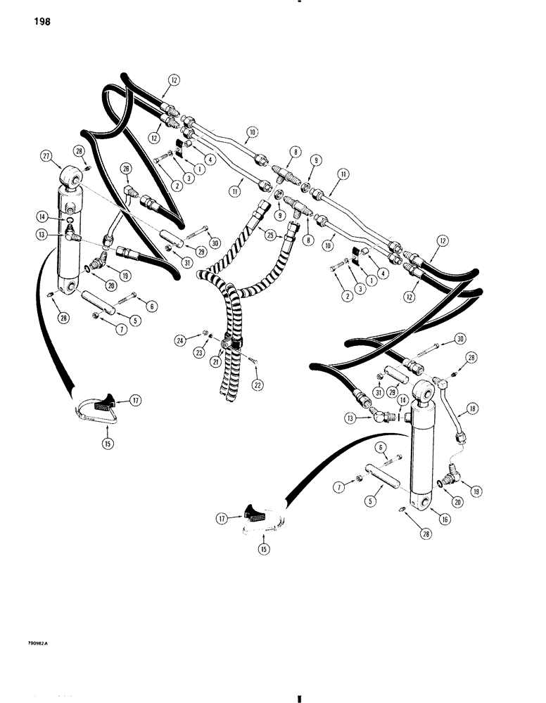Схема запчастей Case W11 - (198) - CLAM BUCKET HYDRAULIC CIRCUIT (08) - HYDRAULICS