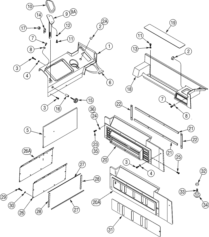 Схема запчастей Case 821C - (09-52) - COVERS CONSOLE AND WRIST SUPPORT (09) - CHASSIS