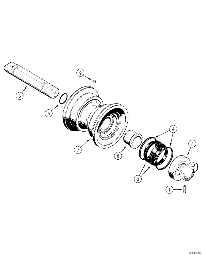 Схема запчастей Case 550H-IND - (05-06) - TRACK ROLLER (11) - TRACKS/STEERING