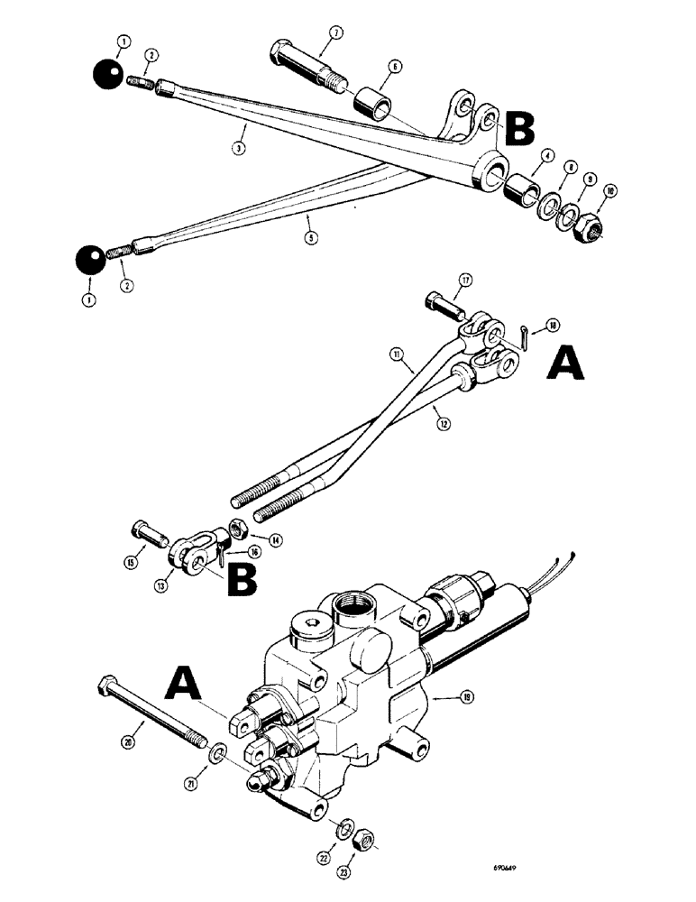 Схема запчастей Case W8C - (220) - LOADER CONTROL VALVE AND LEVERS, 2 SPOOL LOADER VALVE (08) - HYDRAULICS