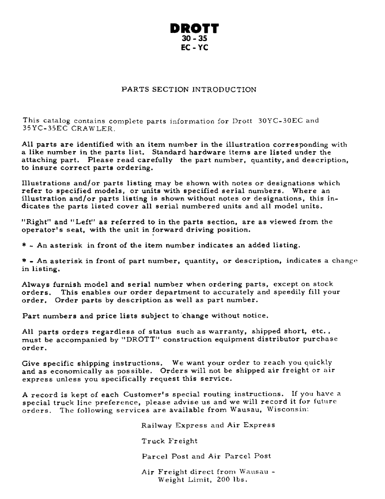 Схема запчастей Case 30EC - (A5) - PARTS SECTION INTRODUCTION (00) - GENERAL