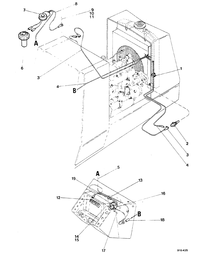 Схема запчастей Case 580F - (372) - ALARM, WATER TEMPERATURE, ENGINE OIL PRESSURE (55) - ELECTRICAL SYSTEMS