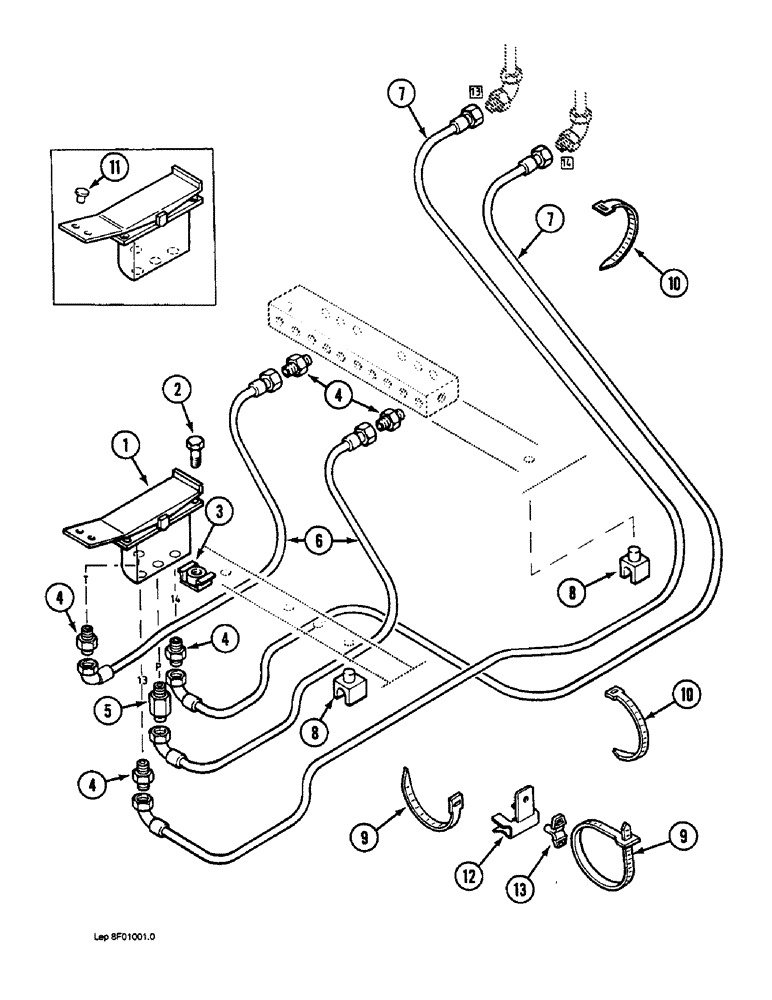 Схема запчастей Case 1088 - (8F-02) - HYDRAULIC CONTROL CIRCUIT, MANIFOLD TO OPTION FOOT CONTROL VALVE P.I.N. FROM 19801 TO 20241 (08) - HYDRAULICS