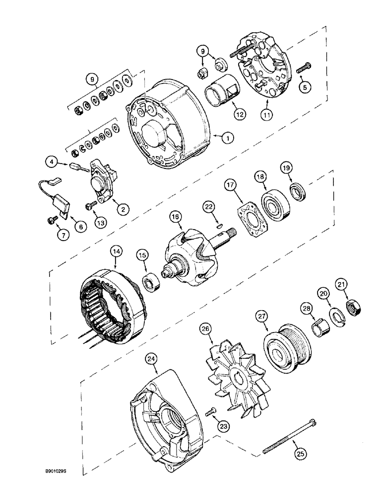 Схема запчастей Case 9010 - (4-02) - ALTERNATOR - A187916 (04) - ELECTRICAL SYSTEMS