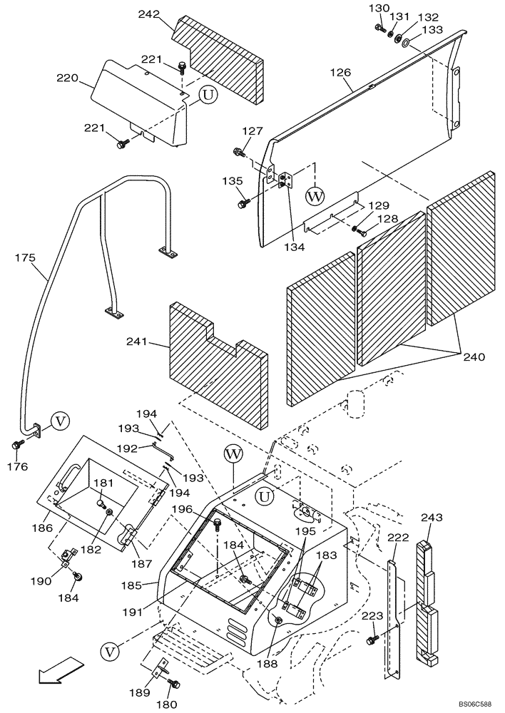 Схема запчастей Case CX330 - (09-008-00[01]) - STORAGE BOX - INSULATION (09) - CHASSIS