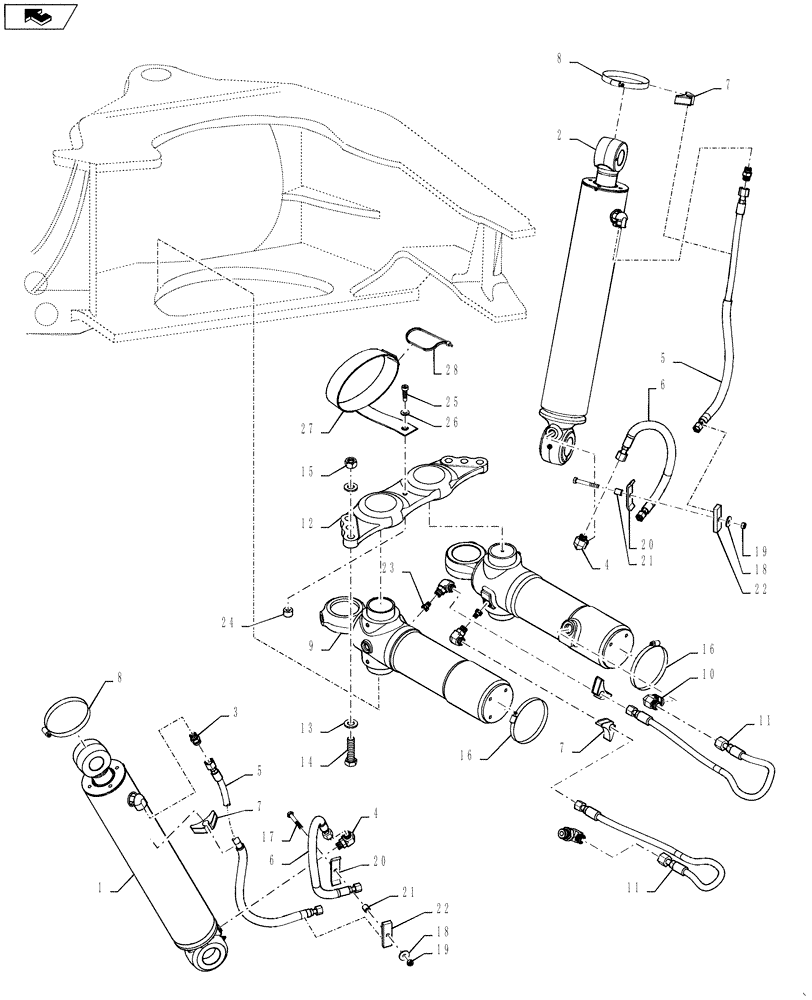 Схема запчастей Case 590SN - (35.739.04) - HYDRAULICS - CYLINDER BACKHOE SWING / STABILIZER (580SN, 580SN WT, 590SN) (35) - HYDRAULIC SYSTEMS