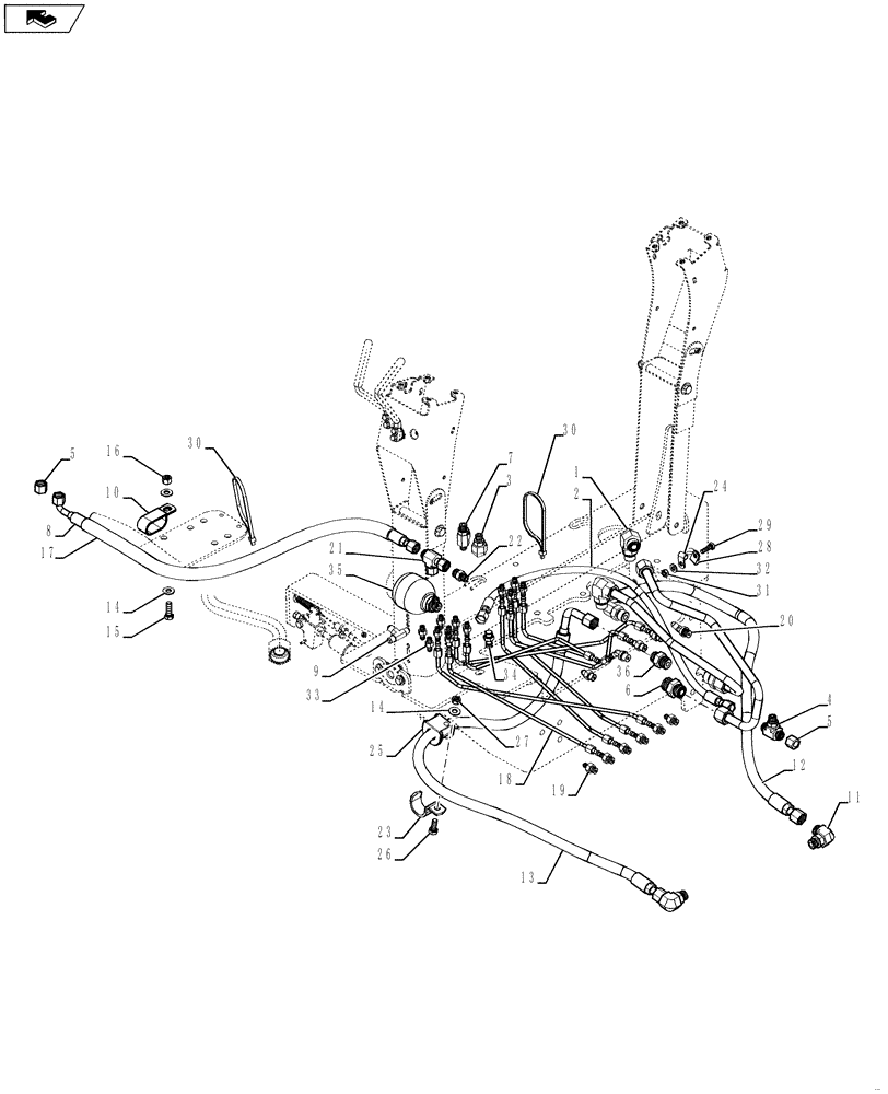 Схема запчастей Case 590SN - (35.726.08[01]) - HYDRAULICS - PILOT CONTROLS (35) - HYDRAULIC SYSTEMS