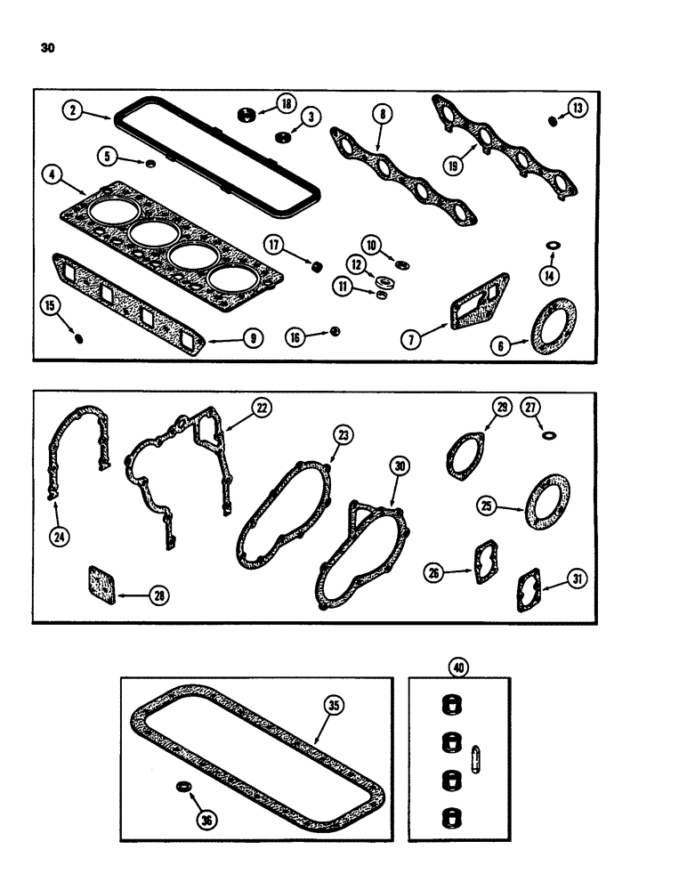 Схема запчастей Case 450B - (030) - ENG. GASKET KITS, 207 TURBOCHARGED DIESEL ENG., 207 NATURALLY ASPIRATED DIESEL ENG., VALVE GRIND KIT (01) - ENGINE