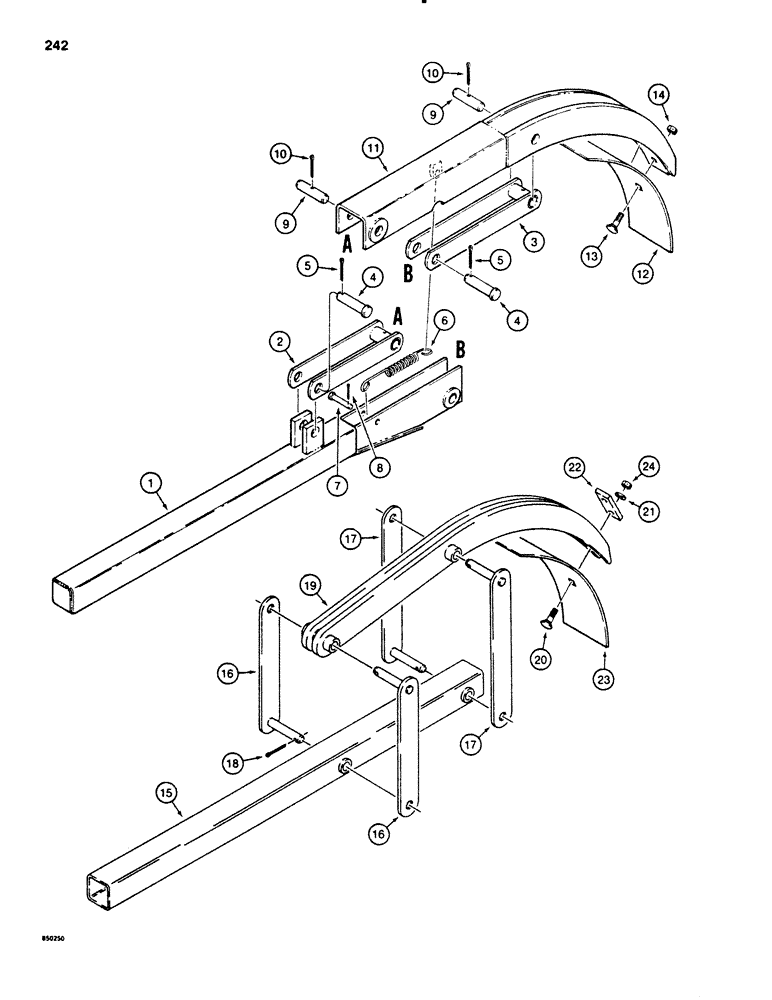 Схема запчастей Case P60 - (242) - CRUMBER BOOM ATTACHMENTS, BOOMS WITH SPRINGS (89) - TOOLS