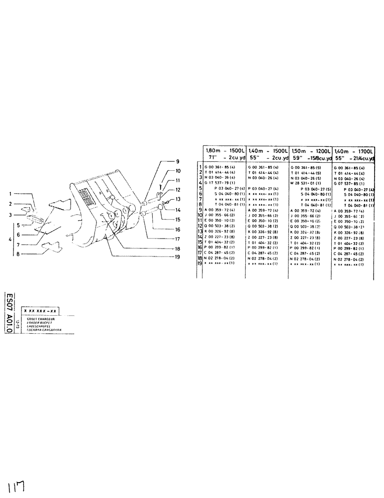 Схема запчастей Case SC150K - (117[3]) - 1,40M - 1700L 55" - 2 1/4 CU. YD 