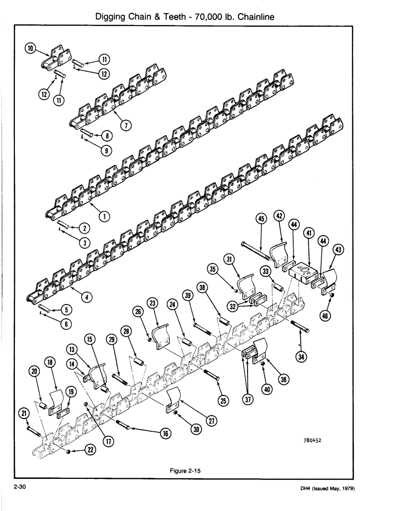 Схема запчастей Case DH4 - (2-30) - DIGGING CHAIN & TEETH - 70,000 LB. CHAINLINE (89) - TOOLS