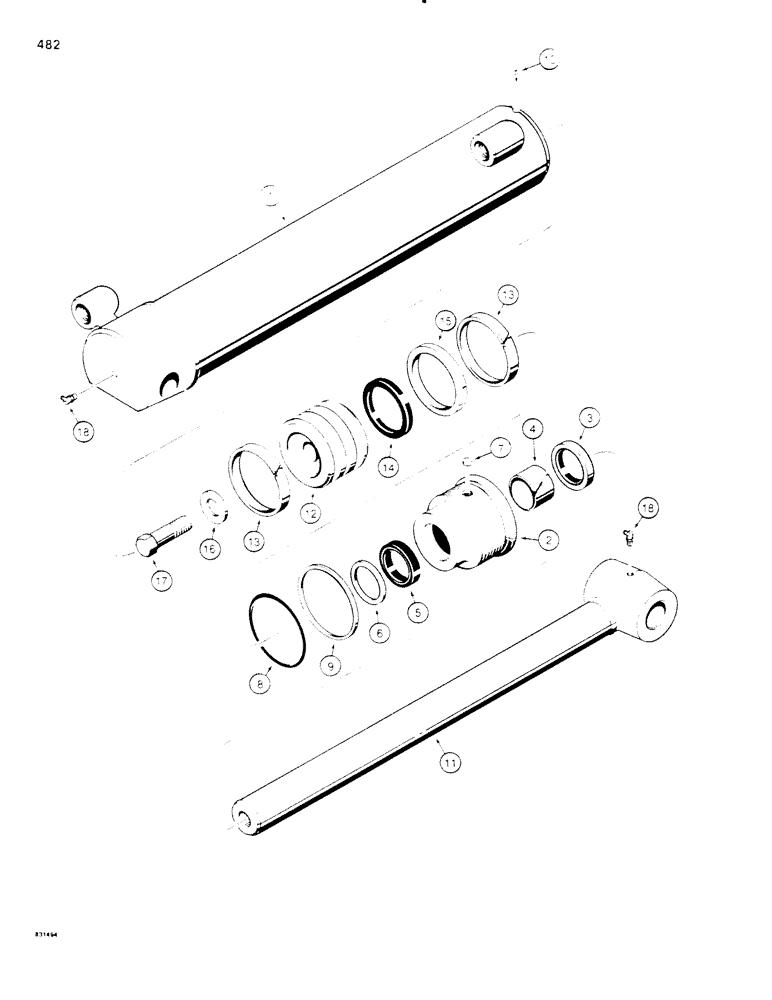 Схема запчастей Case P60 - (482) - G100936 BOOM, DIPPER, AND BUCKET CYLINDER, USED ON FIVE SPOOL BACKHOE SERIAL NO. 1153354 AND AFTER (84) - BOOMS, DIPPERS & BUCKETS