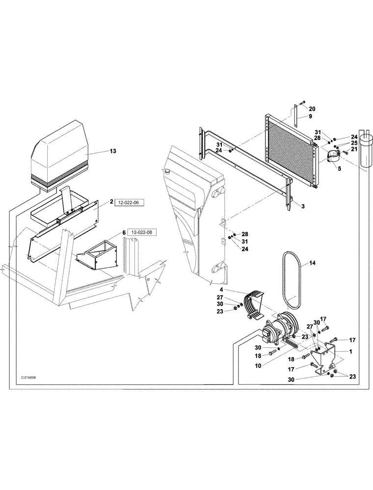 Схема запчастей Case SR20 - (12-022-05[01]) - AIR CONDITIONING (12) - Chassis/Attachments