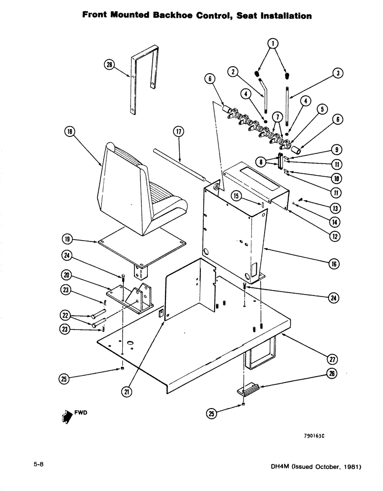 Схема запчастей Case DH4 - (5-08) - FRONT MOUNTED BACKHOE CONTROL, SEAT INSTALLATION (84) - BOOMS, DIPPERS & BUCKETS