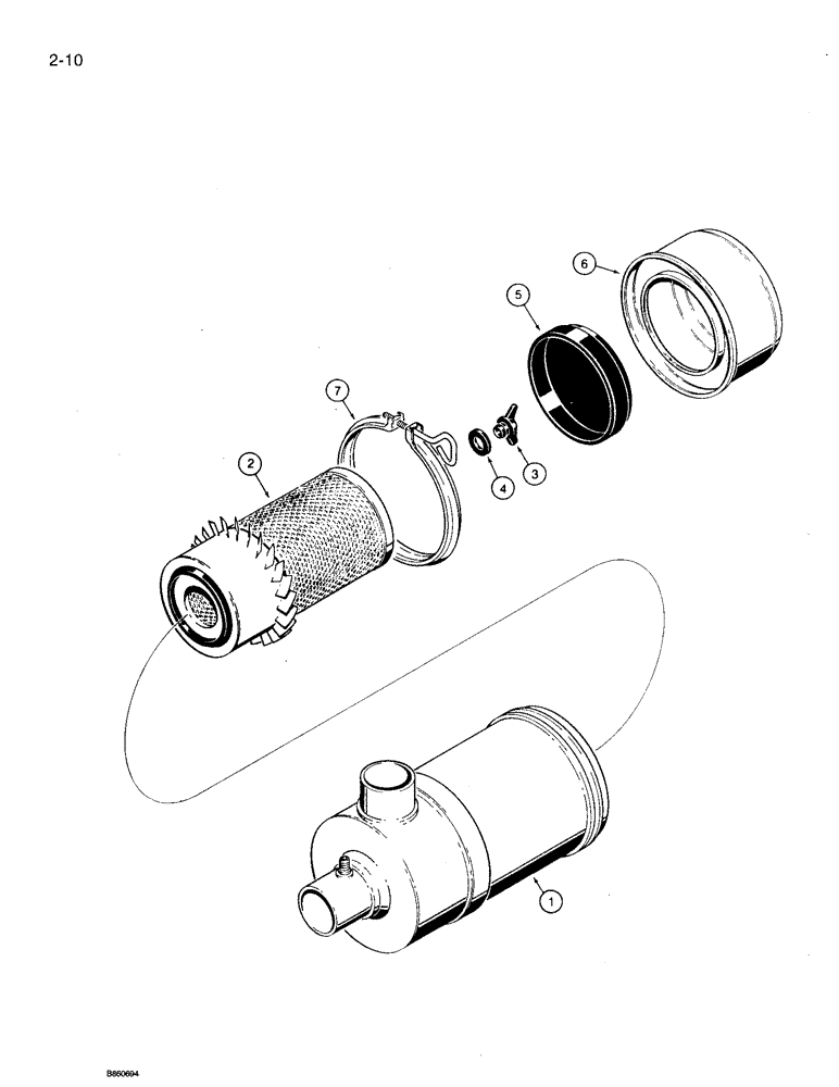 Схема запчастей Case 360 - (2-10) - AIR CLEANER, WISCONSIN GASOLINE ENGINE MODELS (02) - ENGINE