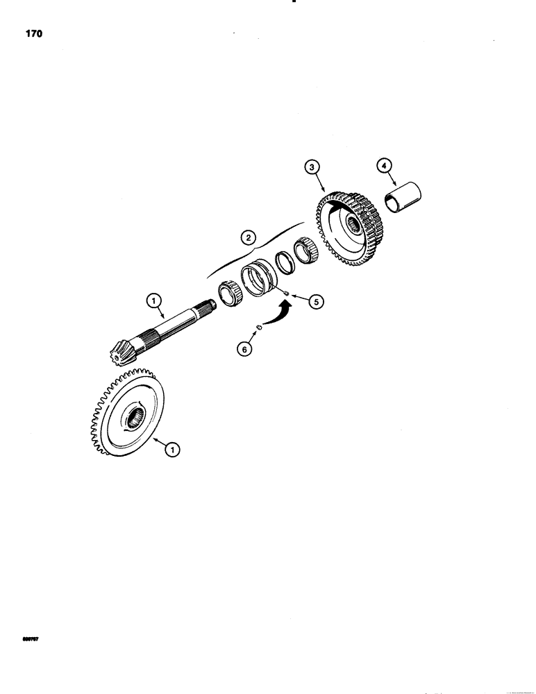 Схема запчастей Case 1150C - (170) - TRANSMISSION BEVEL PINION SHAFT AND GEAR (06) - POWER TRAIN