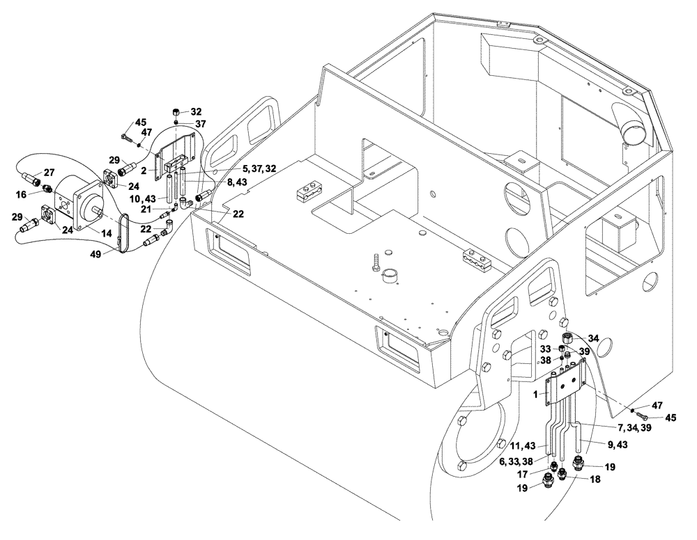 Схема запчастей Case DV204 - (10-305/4[01]) - HYDRAULIC CIRCUIT - FRONT FRAME (07) - HYDRAULIC SYSTEM