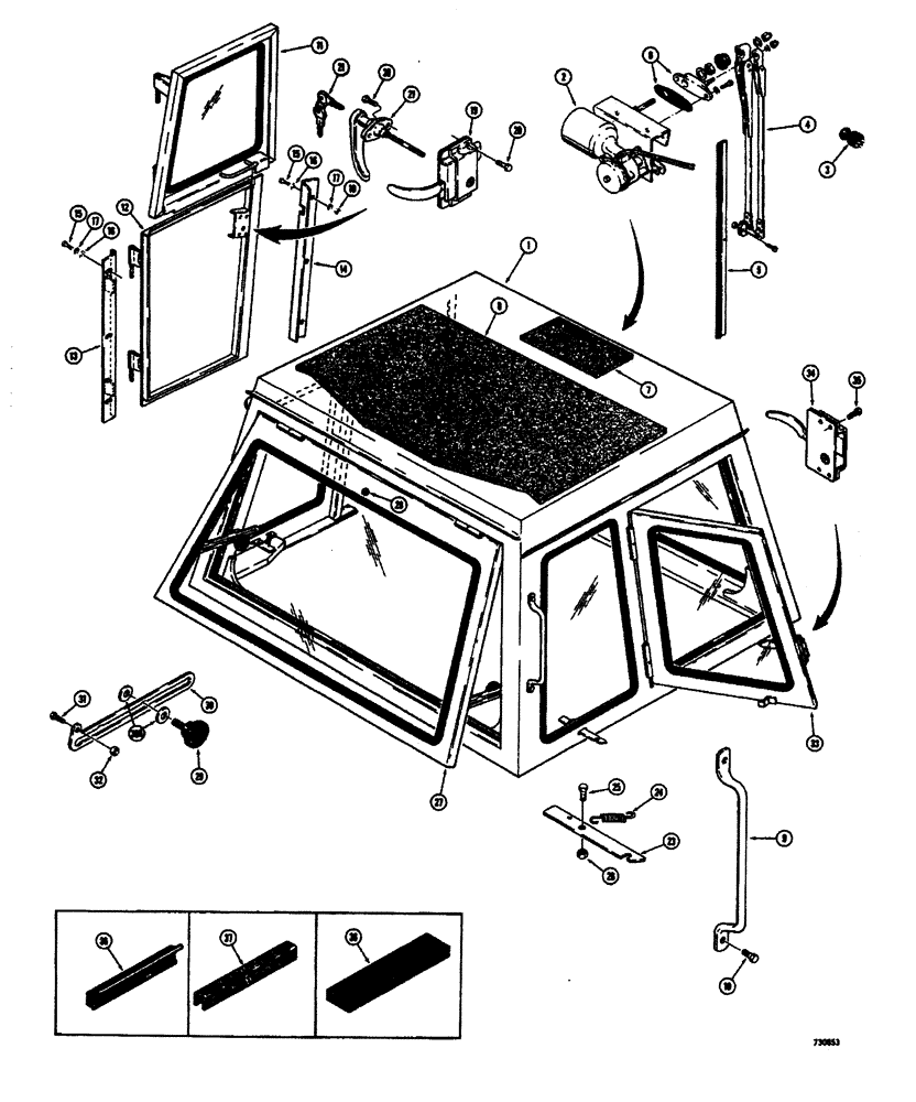 Схема запчастей Case W26B - (334) - L53991 OPERATORS CAB DOORS, WINDOWS AND RELATED PARTS (09) - CHASSIS