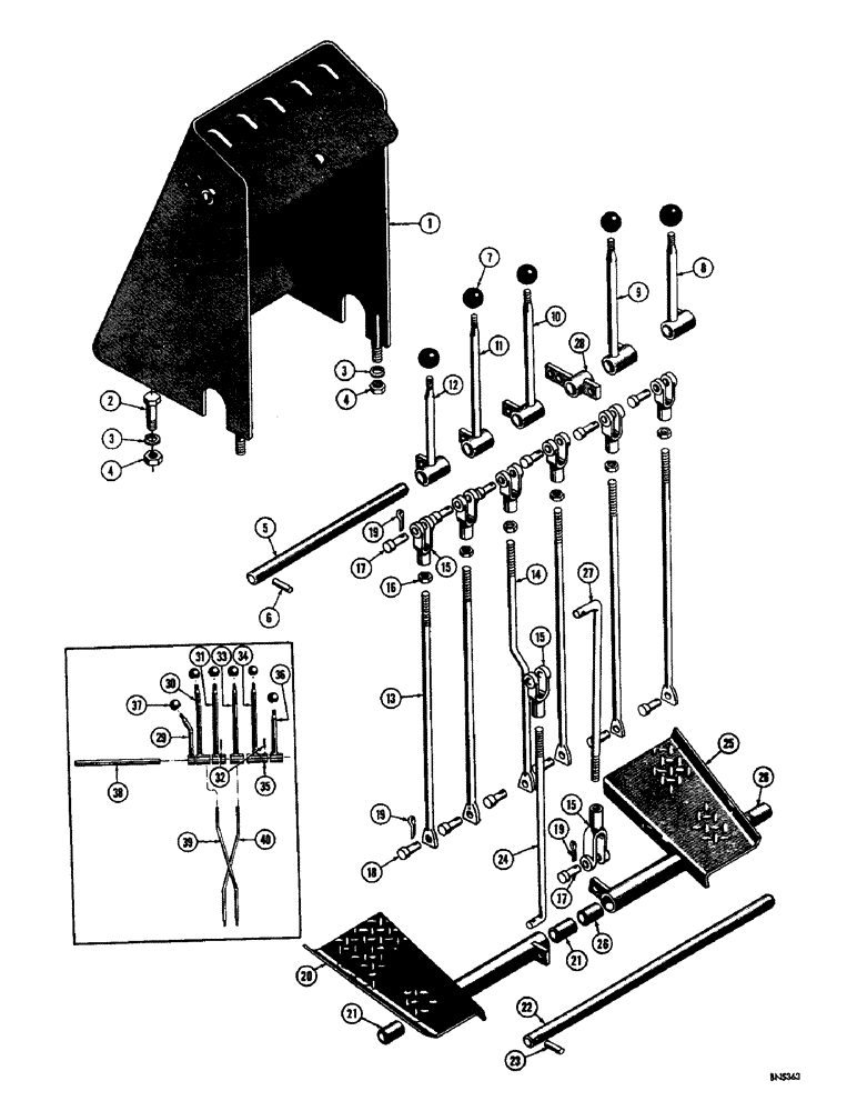 Схема запчастей Case 310F - (244) - BACKHOE CONTROL LEVERS AND LINKAGE (12) - Chassis/Attachments