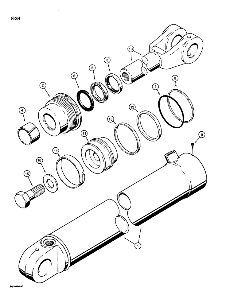 Схема запчастей Case W14B - (8-34) - LIFT CYLINDERS, ALL MODELS EXCEPT FEEDLOT SPECIAL, WITH ONE PIECE PISTON (08) - HYDRAULICS