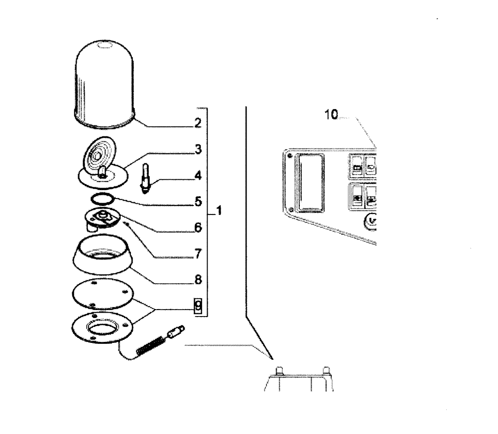 Схема запчастей Case 885 - (04.23[00]) - ROTATING BEACON COMPONENTS (04) - ELECTRICAL SYSTEMS