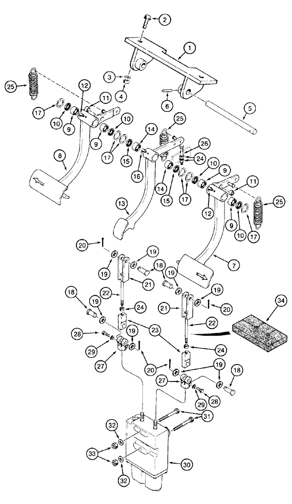 Схема запчастей Case 1150H - (07-01) - PEDALS AND LINKAGE - BRAKE (07) - BRAKES