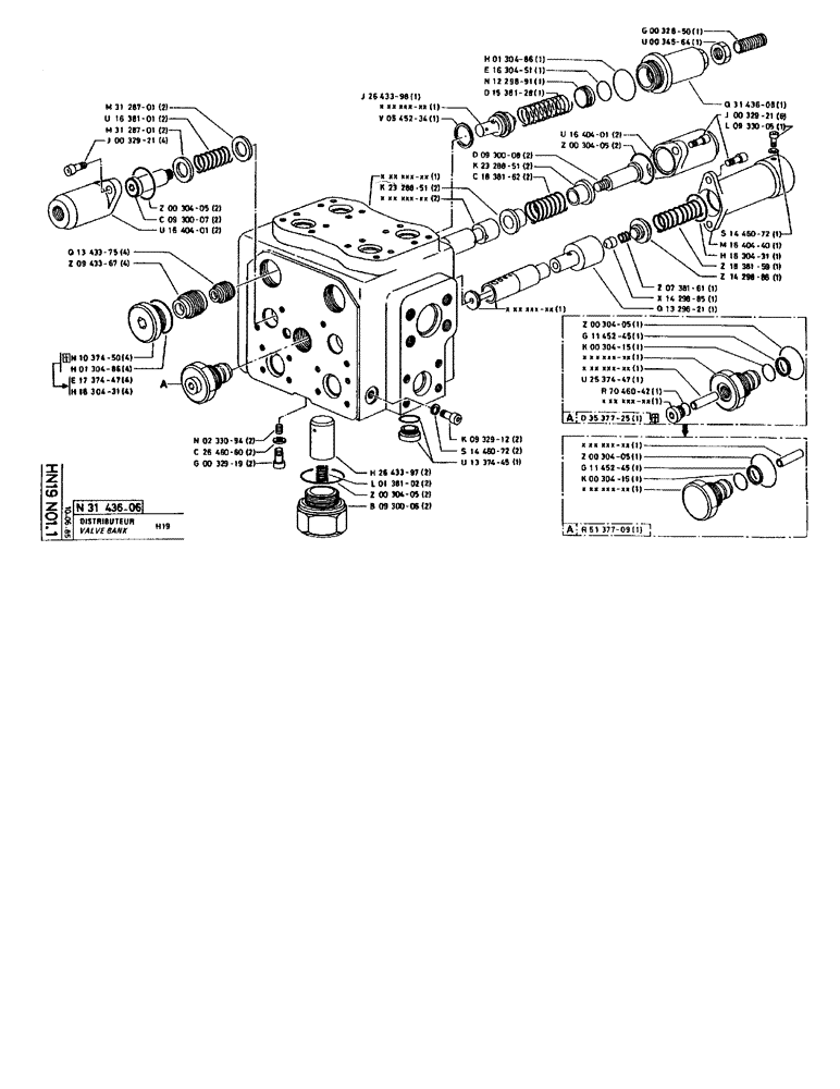 Схема запчастей Case 90BCL - (306) - VALVE BANK H19 (07) - HYDRAULIC SYSTEM